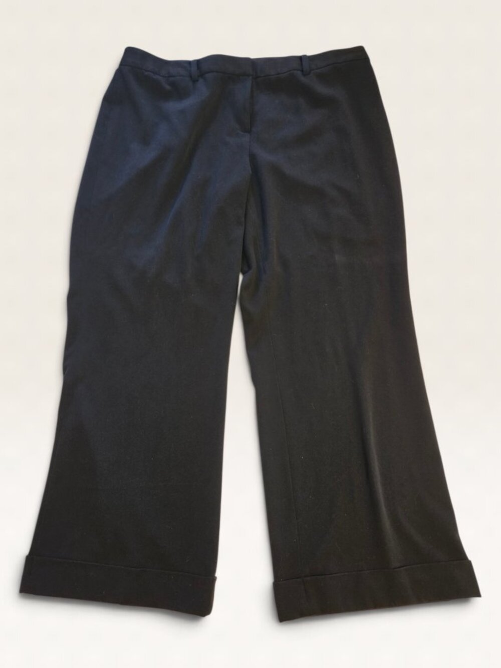 Lane Bryant Black Cuffed Wide Leg Trouser Dress Pants 18P